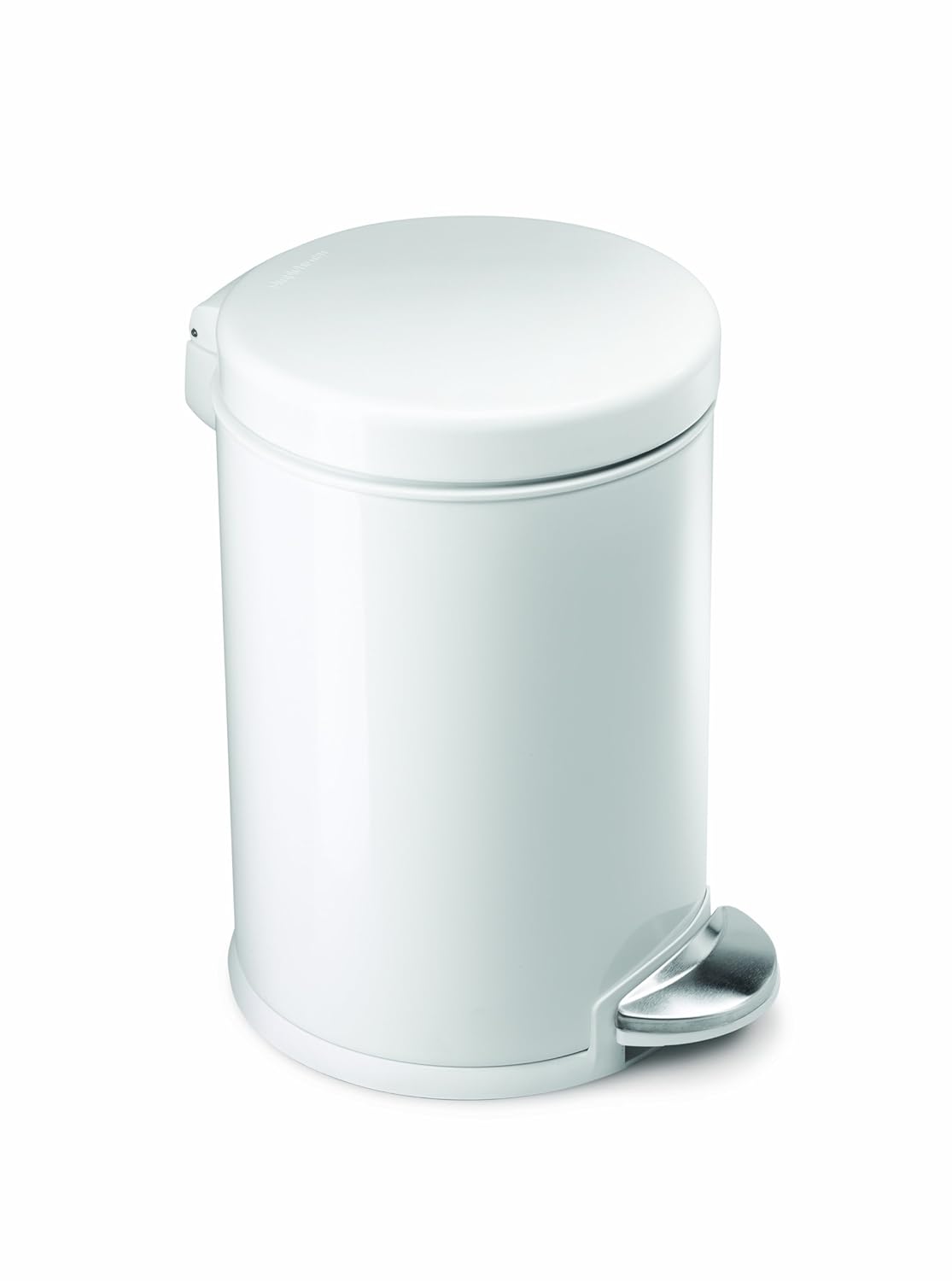 simplehuman Deluxe Mini Round Pedal Bin with White Steel Finish, 3