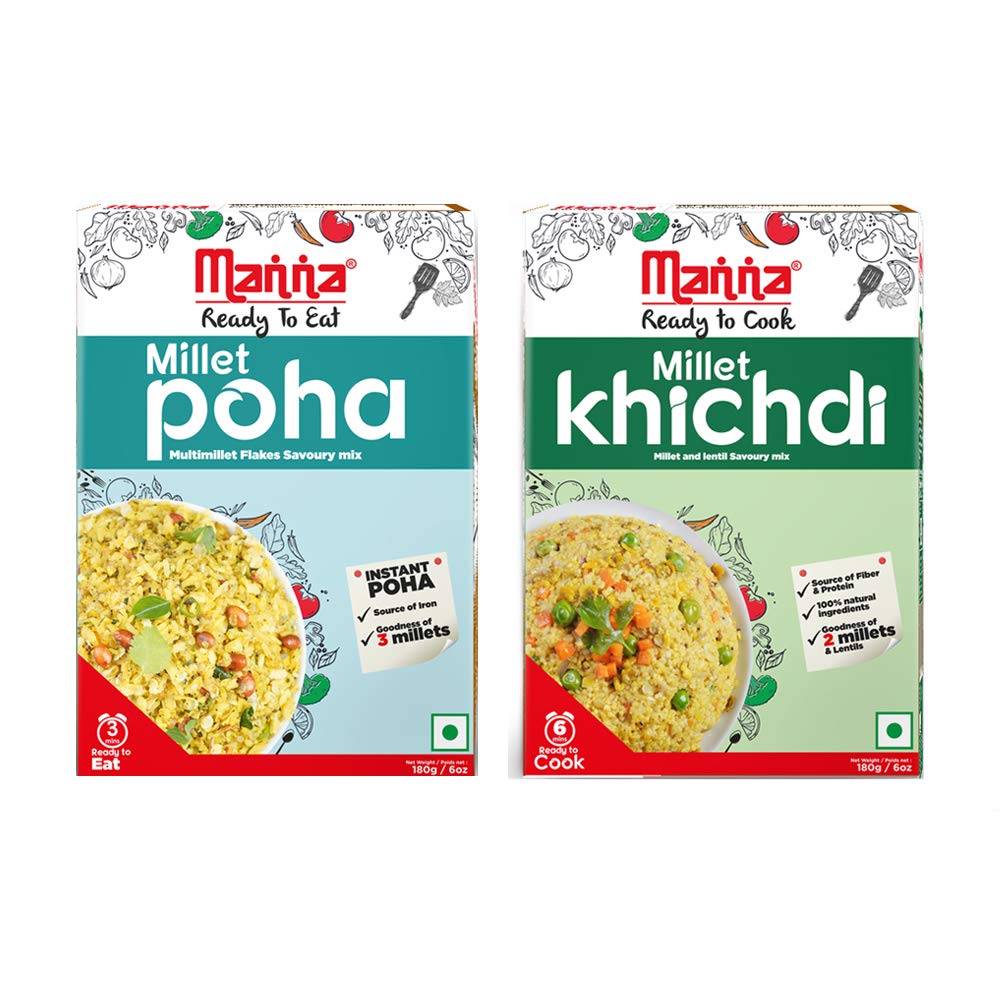 Manna Ready to Eat Millet Poha & Ready to Cook Millet Khichdi