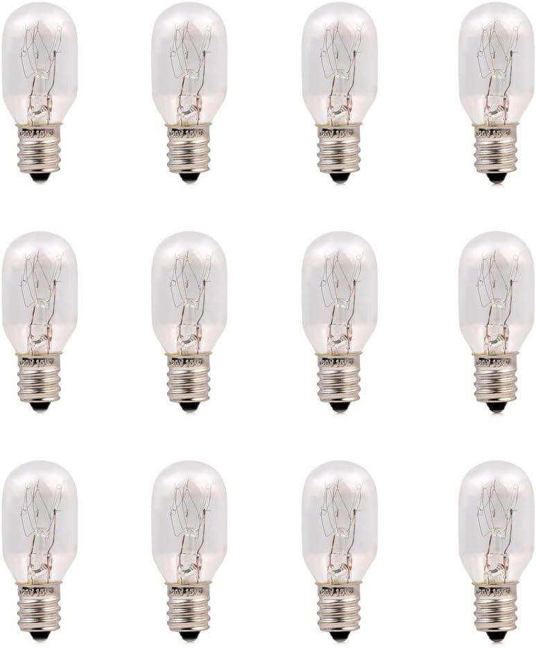 Pack of 12-15 Watts Tubular Bulbs for Himalayan Salt Lamps Light Bulbs 2.15" - fits E12 Socket Candelabra Base Night Light Night lamp Bulbs