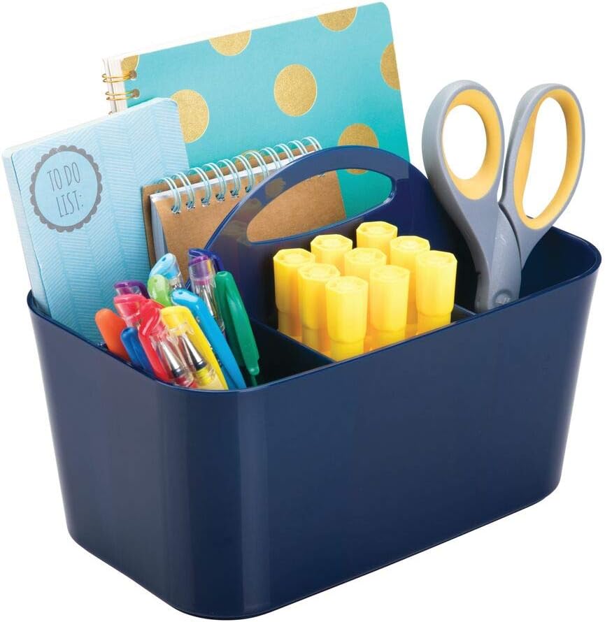 mDesign Small Desk Organiser Perfect Desk Accessories Box for