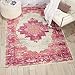 Nourison Passion Ivory/Fuchsia 3'9'' x 5'9'' Area-Rug, Boho, Traditional, Easy-Cleaning, Non Shedding, Bed Room, Living Room, Hallway, (4' x 6')