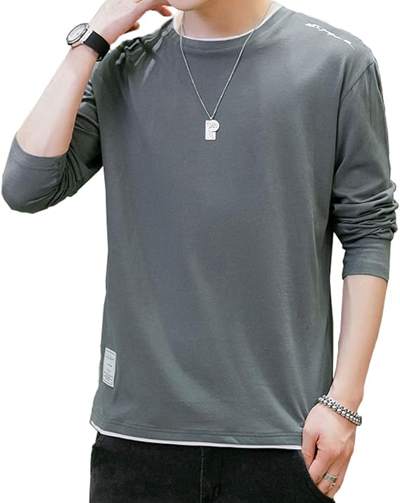 Amazon Dikao Tシャツ メンズ 長袖 ロングtシャツ 無地 カジュアル 大きいサイズ カットソー ホワイト グレー ブラック Tシャツ カットソー 通販