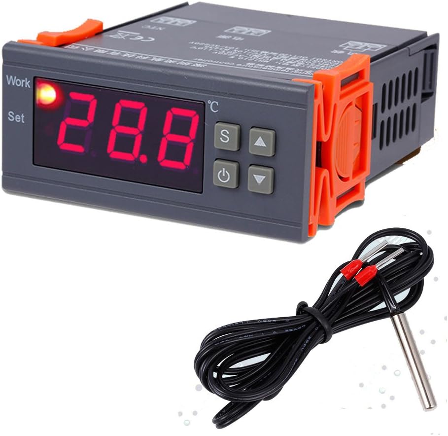 Multipurpose Digital Temperature Controller Thermostats 2200W Intelligent Fahrenheit & Centigrade Thermostat,Refrigerators,Greenhouse,Fishtank,Warehouse,Farms Auto Temperature Control