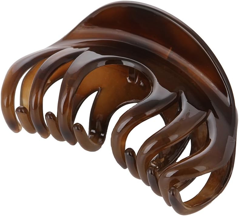 LONEEDY No-slip Grip Large Crystal Plastic Octopus Jaw Clips Hair Claw Banana Clips for Women(Dark Brown) - Image 3