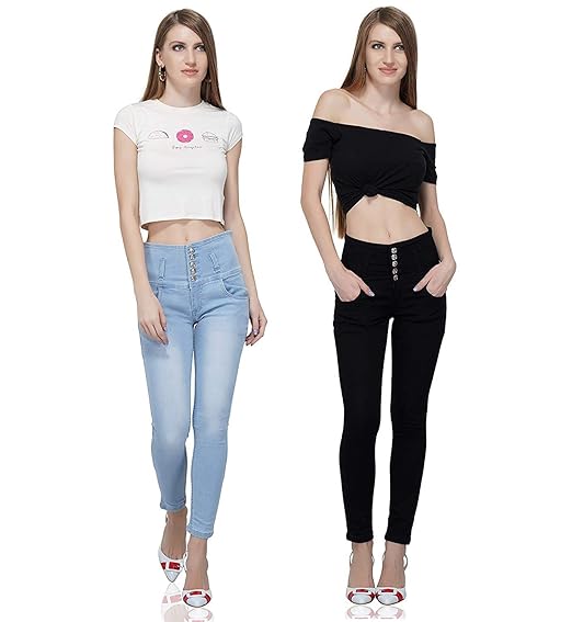 ladies black high waisted jeans