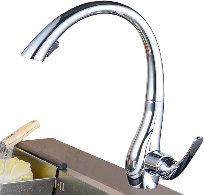Kitchen Mixer Taps with Pull Down Sprayer Classic Modern Heavy Duty