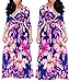 shekiss Women's Sexy Deep V Neck Floral Print Loose Dress Stretch Casual Long Maxi Dresses