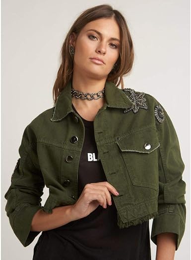 jaqueta jeans feminina verde