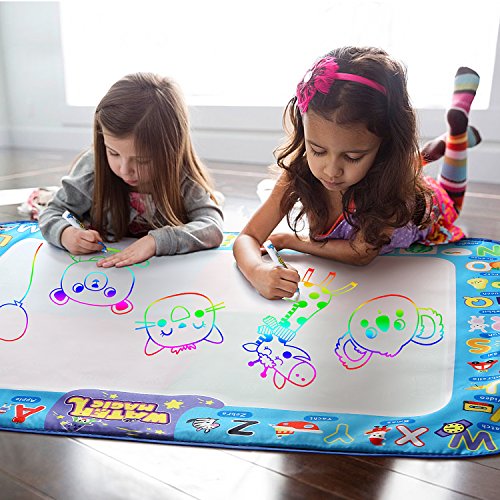 Markbetter Aqua Doodle Mat Reusable Water-Reveal Activity Mat Extra Large Size Multi-Color Water Coloring Pad 38.4''X29.5'' Aqua Drawing Toy Kits with Bonus Painting Tools for Kids to Enjoy Together