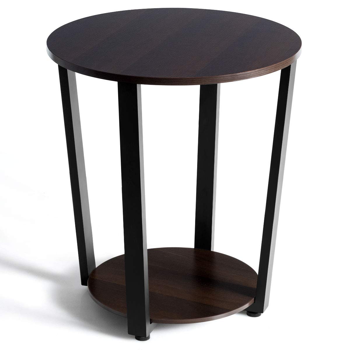 Buy Tangkula Round End Table, 2Tier Metal Sofa Table with Storage