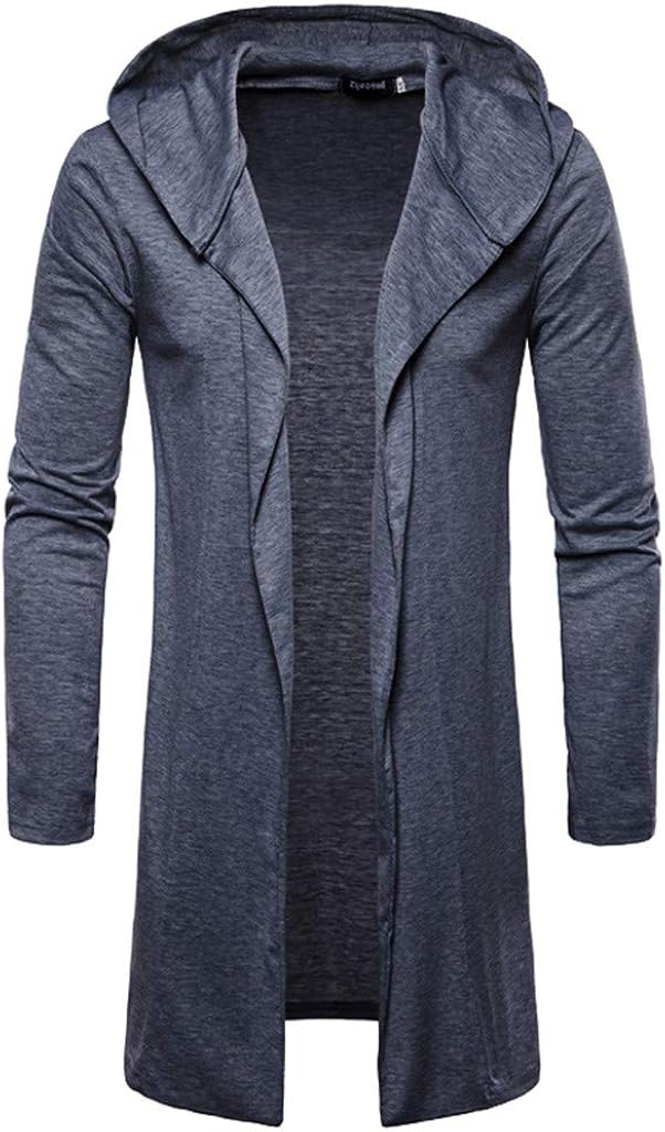 Trench Coat Fashion Mens Hooded Solid Trench Coat Jacket