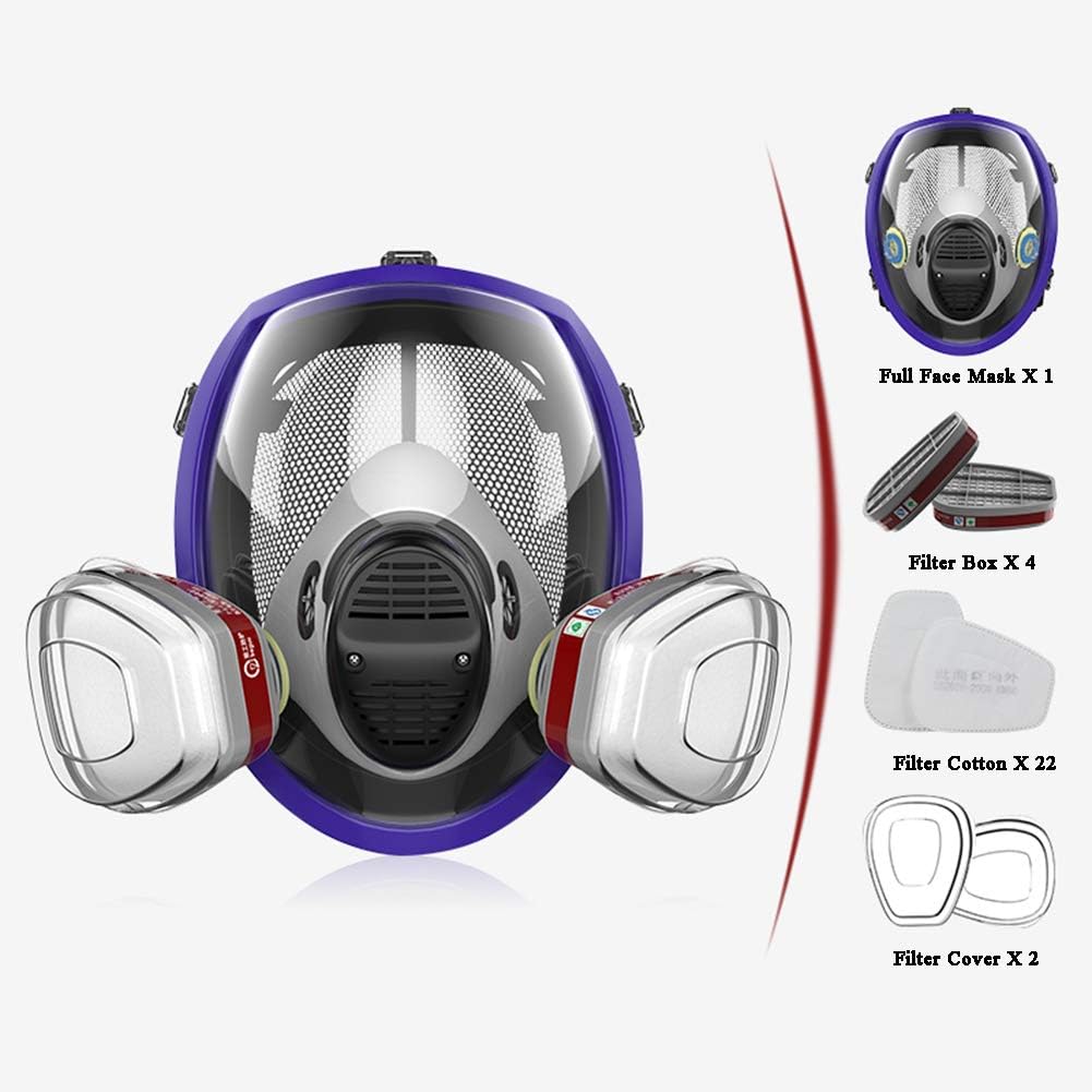 SXFuture Full Face Respirator Gas Mask, Professional Double Filtering Protection Respirator for Paint, Dust, Chemical, Pesticide Protection