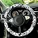 Jonscart 38cm/15inch Automotive Ethnic Cloth Wrap Cute Elephant Universal Car Steering Wheel Cover (Black&White)