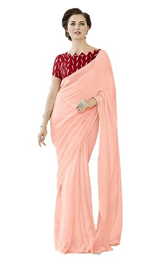 womens plain jute cotton saree with unstitched ikkat blouse piece