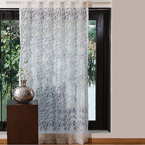 Cambay Linens Sweet Flower Soft Cotton Bedroom Window Curtain - Perfect Sheer Burnout Floral Living Room Window Curtain, White 52" X 84"