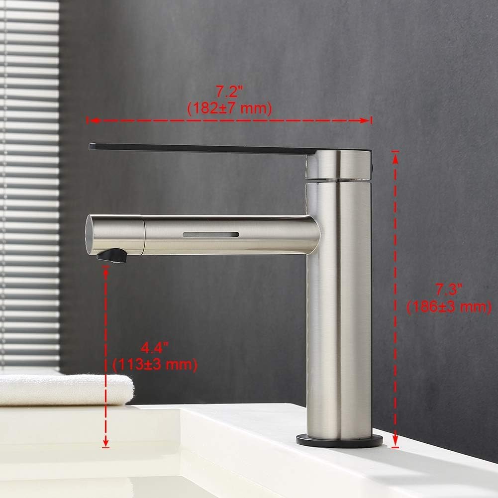 GRIFEMA Dover, LED Bathroom Basin Mixer Tap with 2 Colors Changing, Nickel Brushed, Grey - Image 4