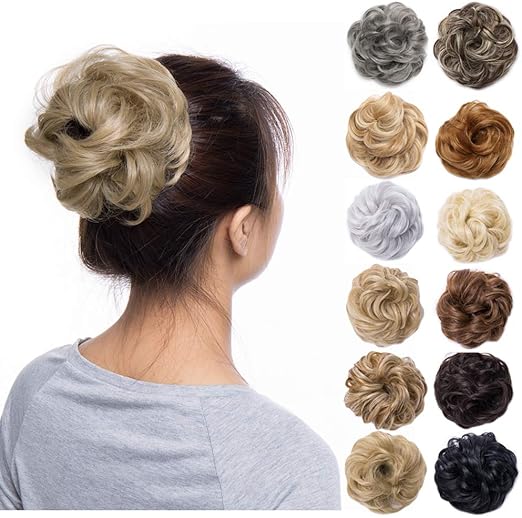 Amazon Com Scrunchy Updo Wavy Straight Hair Bun Tousled Messy