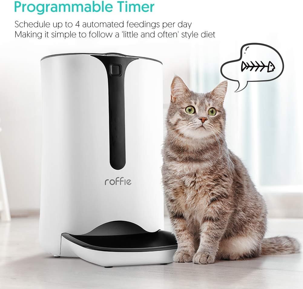 Roffie Automatic Cat Feeder Auto Dog Food Dispenser with 7L Large Capacity, Distribution Alarms and Programmable Timer for 4 Meals a Day, Ideal for Cat and Dog Lover: Camera & Photo