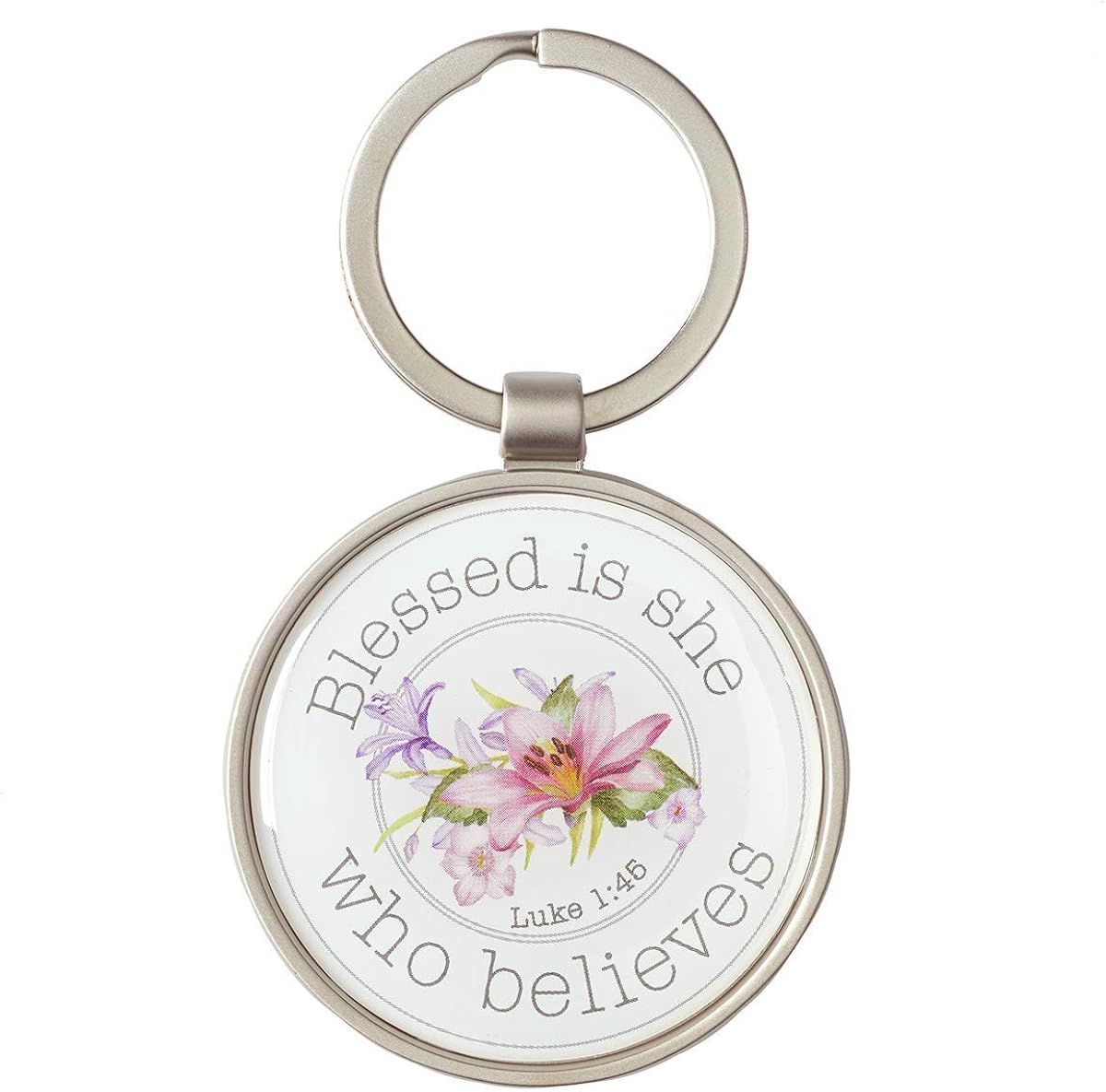 Christian Art Gifts Pink Lily Metal/Epoxy Keychain for