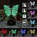 3D Illusion LED Night Light Lamps Animal Anime Butterfly Remote Control USB Cable or Batteries Powered 7 Color Kids Children Holiday Gift Home Office Theme Decoration by HUI Yuan