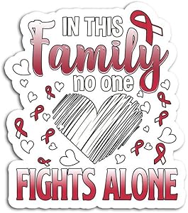 Decal Stickers for Laptop Sticker for Tumblers Head Neck Cancer in This Family No One Fights Alone Waterproof Decal Perfect for Phone Water Bottle Vehicles (5 Pcs/Pack)