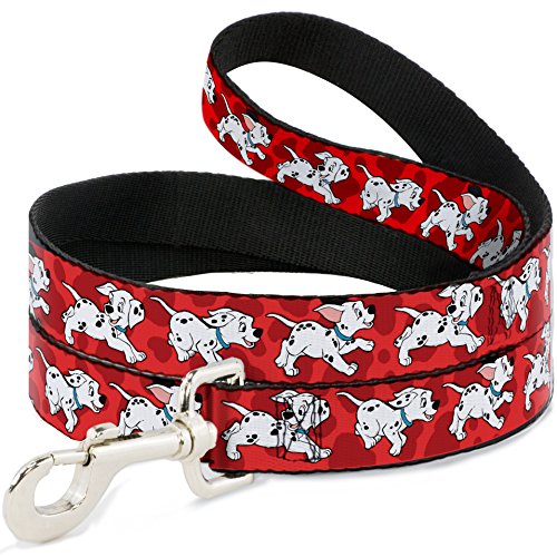 Buckle-Down Wide 1.0" "Dalmatians Running/Paws Reds/White/Black" Dog Leash, 6'