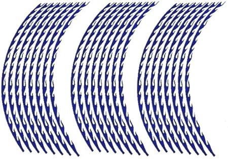 Amazon Automax Izumi リム 17 19 青炎 ファイアーパターン ブルー 反射 幅1cm リムステッカー 17 19インチ対応 リムステッカー 車 バイク