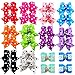YOY 24 pcs/12 Pairs Adorable Grosgrain Ribbon Pet Dog Hair Bows with Elastic Rubber Bands - Doggy Kitty Topknot Grooming Accessories Set for Long Hair Puppy Cat