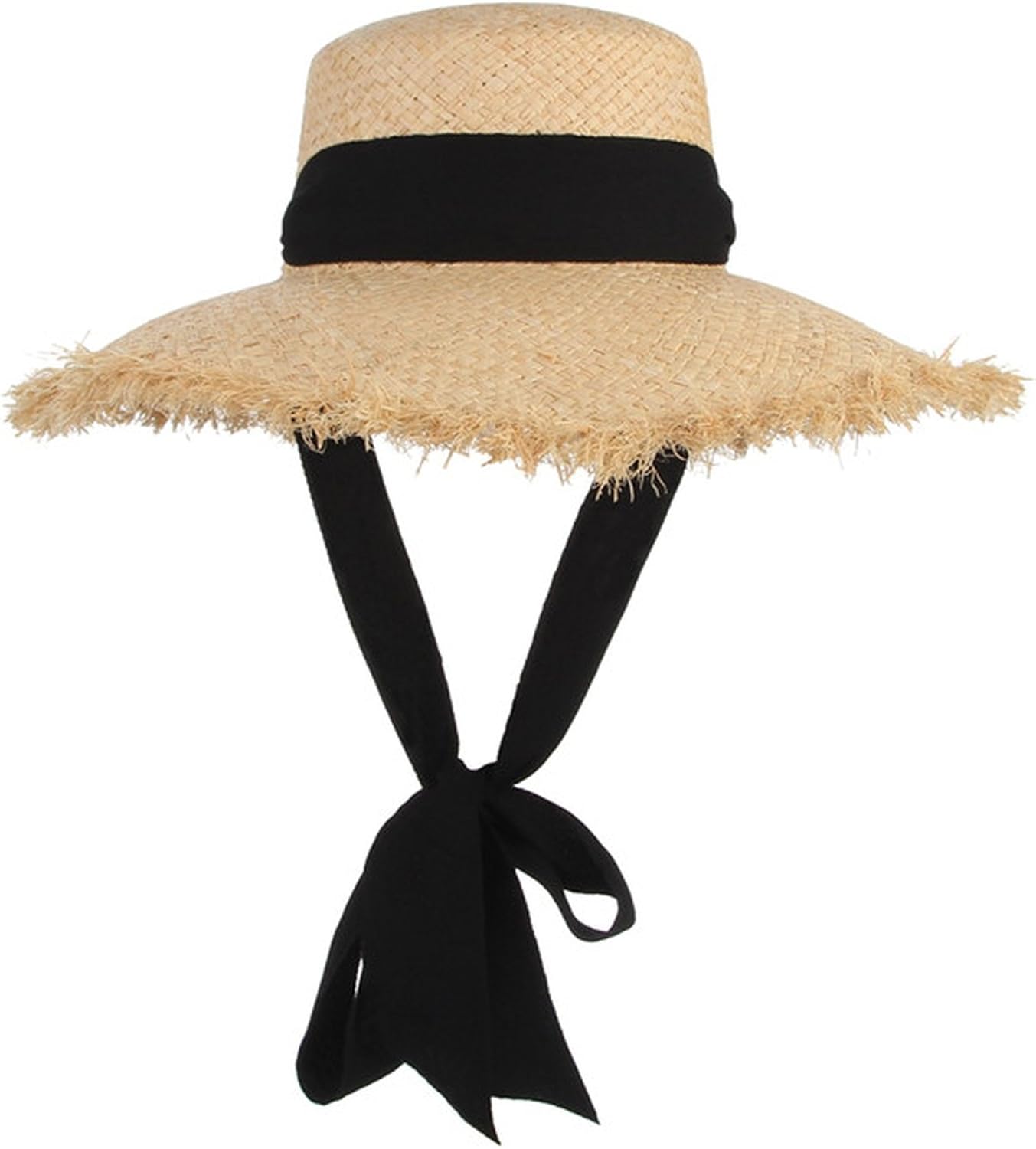 FengLiuAiShuaiGe Handmade Weave Straw Hat for Women Wide Brim Floppy