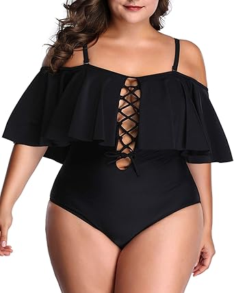 yellow plus size one piece swimsuit