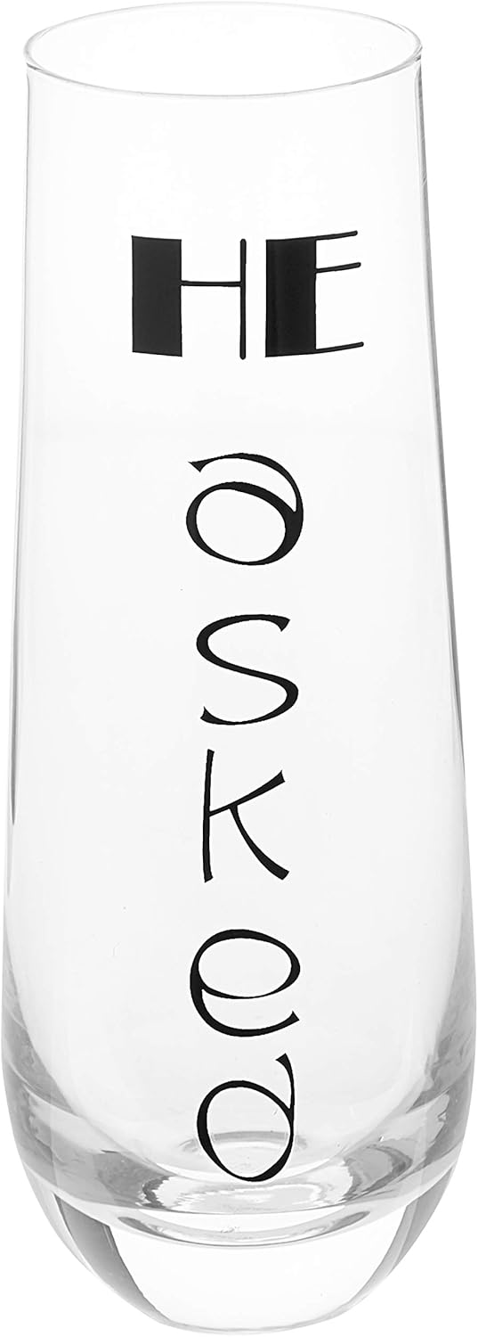 Circleware Fun Saying Stemless Champagne Flutes Wine Glasses, Set of 2, Party Beverage Drinking Glassware Cups for Water, Liquor, Whiskey, Beer, Decor Gifts, 10.5 oz, He Asked and She said Yes