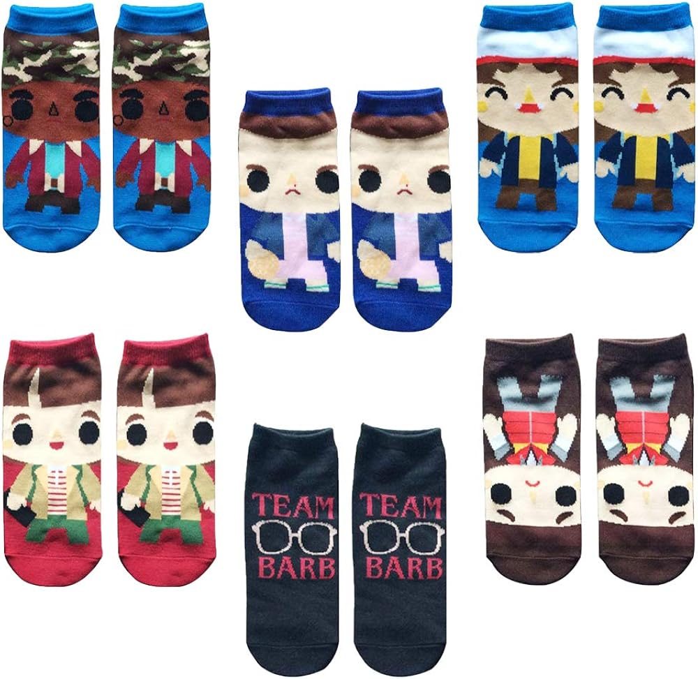 Vercico 6 Pack Ankle Socks Teen Women Stranger Novelty Things Socks Set No Show Low Cut Girls Casual Socks: Clothing