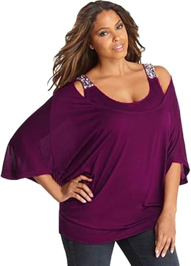 purple sequin top plus size