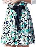 Allegra K Women Floral Print Ruffled Embellished Hidden Side Zipper Full Skirt