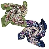 2 PCS Women's Large Satin Square Silk Feeling Hair Scarf 35 x 35 inches