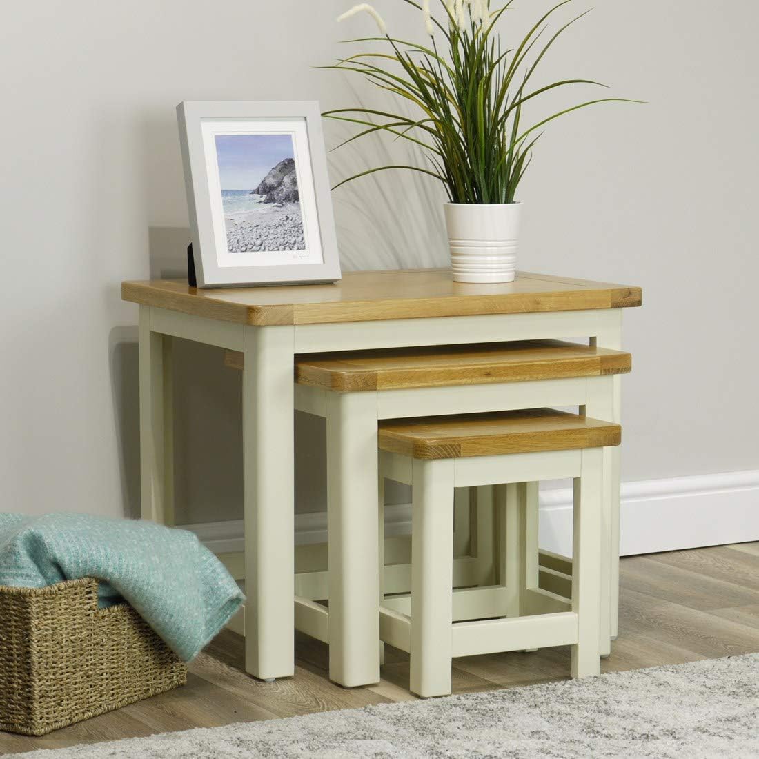 Aspen Painted Oak Cream Nest of Tables / 3 Nesting Side Tables