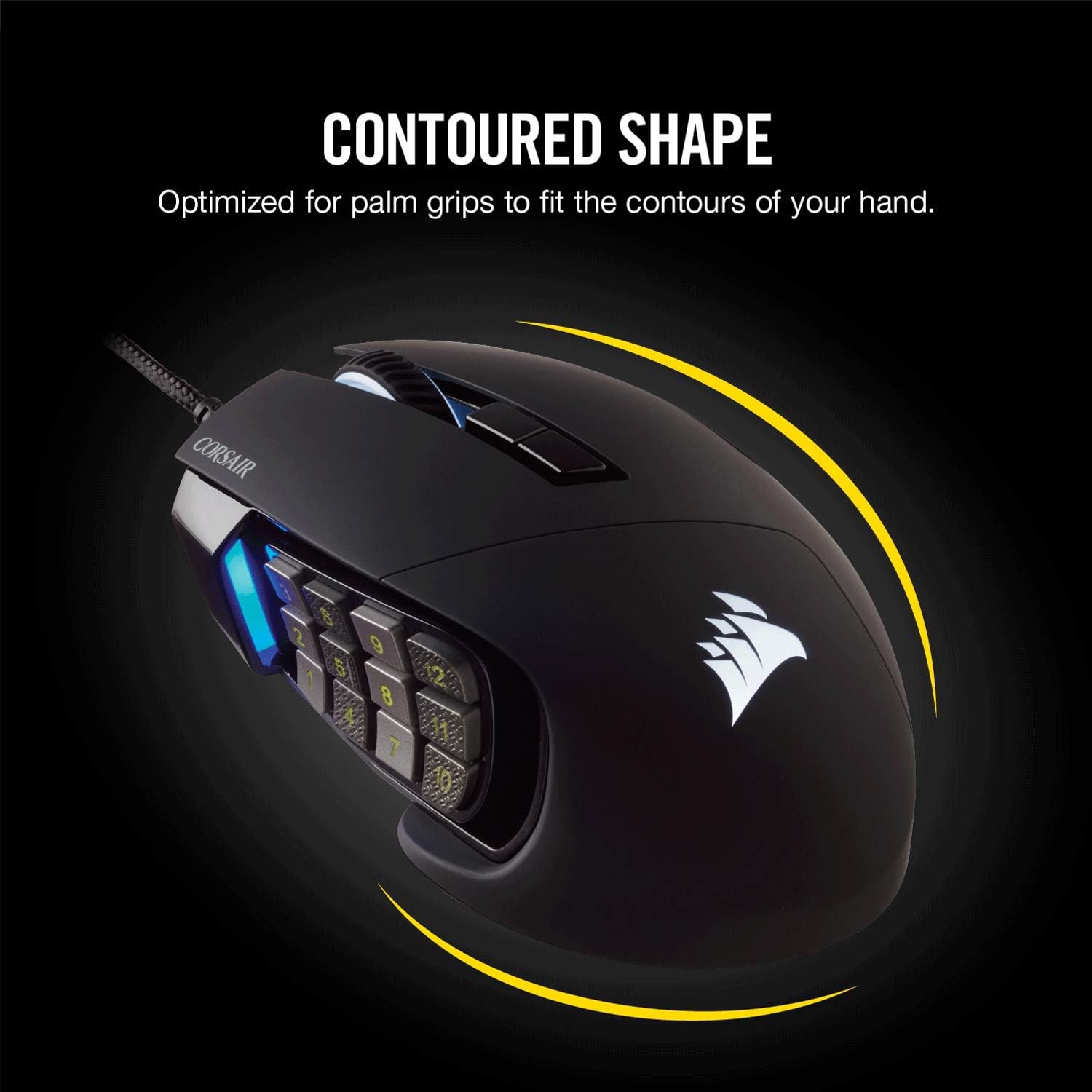 Corsair Scimitar Pro RGB - MMO Gaming Mouse - 16,000 DPI Optical Sensor - 12 Programmable Side Buttons - Black: Computers & Accessories