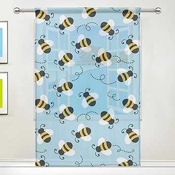 Amazon Com Bumblebee Pattern 78 Inch Sheer Curtains Window Voile