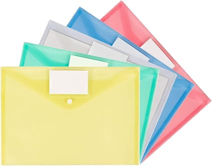 Lot De 5 Pochettes A4 En Plastique Pour Documents De Bureau Amazon Fr Fournitures De Bureau