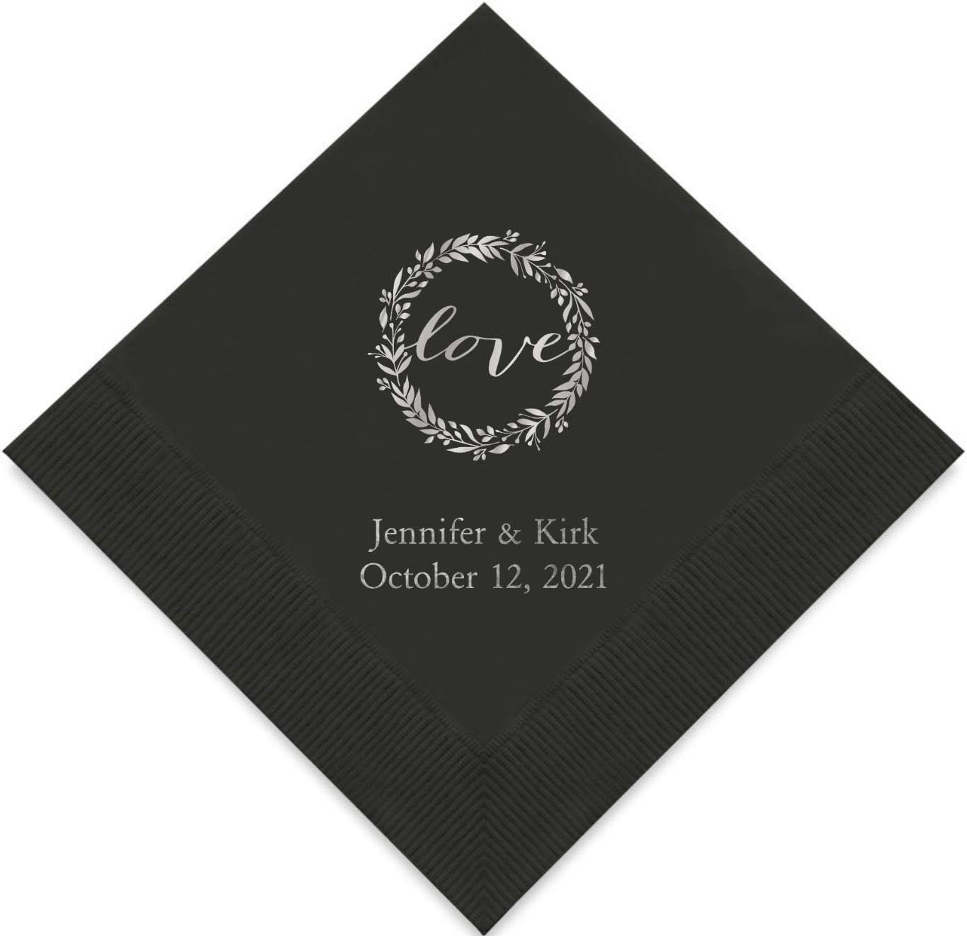 Weddingstar Personalized Printed Paper Napkins 3-Ply 50 Pack - Cocktail Black
