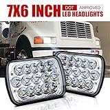 DOT Rectangular 5x7 7x6 LED Headlights Hi/Lo Replace H6054 Hid Halogen Sealed Beam headlamp Jeep Wrangler JK Grand Cherokee XJ YJ JKU 4x4 Toyota Tacoma pickup Ford F250 E350 Chevy Corvette Dodge Ram