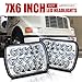 DOT Rectangular 5x7 7x6 LED Headlights Hi/Lo Replace H6054 Hid Halogen Sealed Beam headlamp Jeep Wrangler JK Grand Cherokee XJ YJ JKU 4x4 Toyota Tacoma pickup Ford F250 E350 Chevy Corvette Dodge Ram