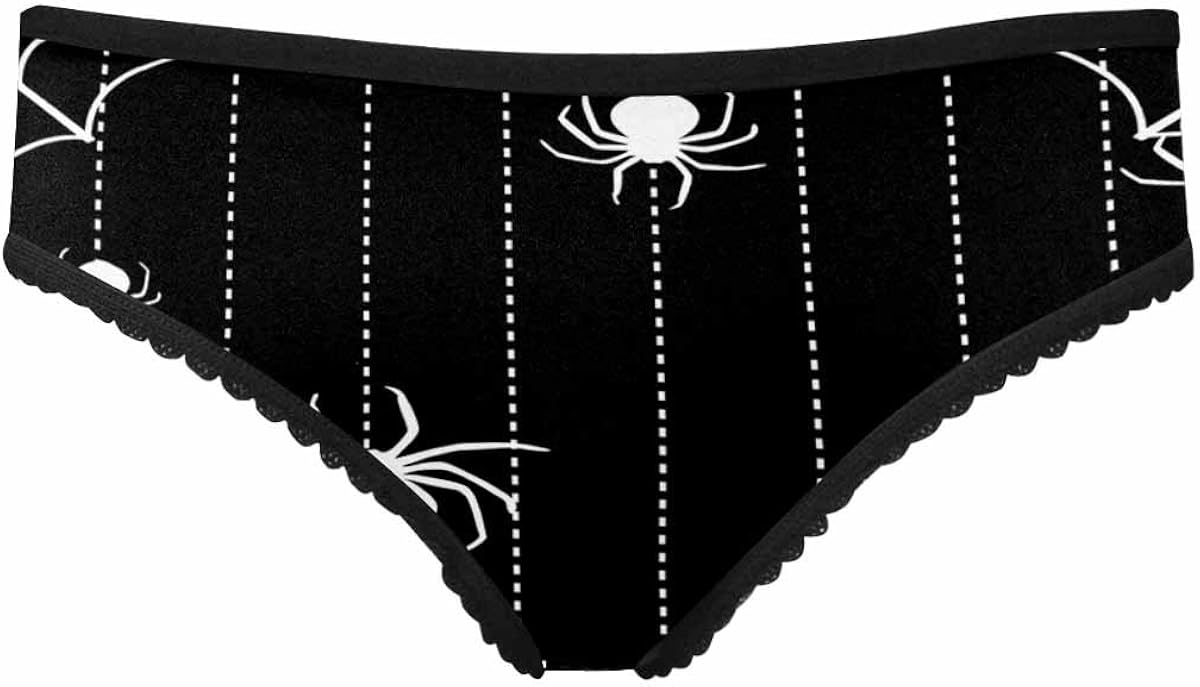 InterestPrint Women's Brief Panty Halloween Spiders and 