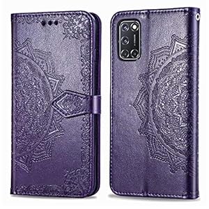 HAOTIAN Cover per Oppo A52/A72/A92 Cover, Custodia Chiusura Magnetica Flip Case Stile, Pelle PU Mandala Sbalzato con… - immagine 3