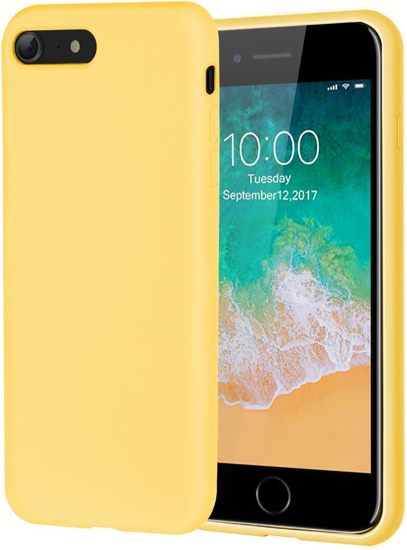 iPhone 8 Case,iPhone 7 Case,Soft Silicone Gel Rubber Case with Microfiber Lining Cushion and Tempered Glass Screen Protector Shockproof Full Body Protective Case for iPhone 8,iPhone 7