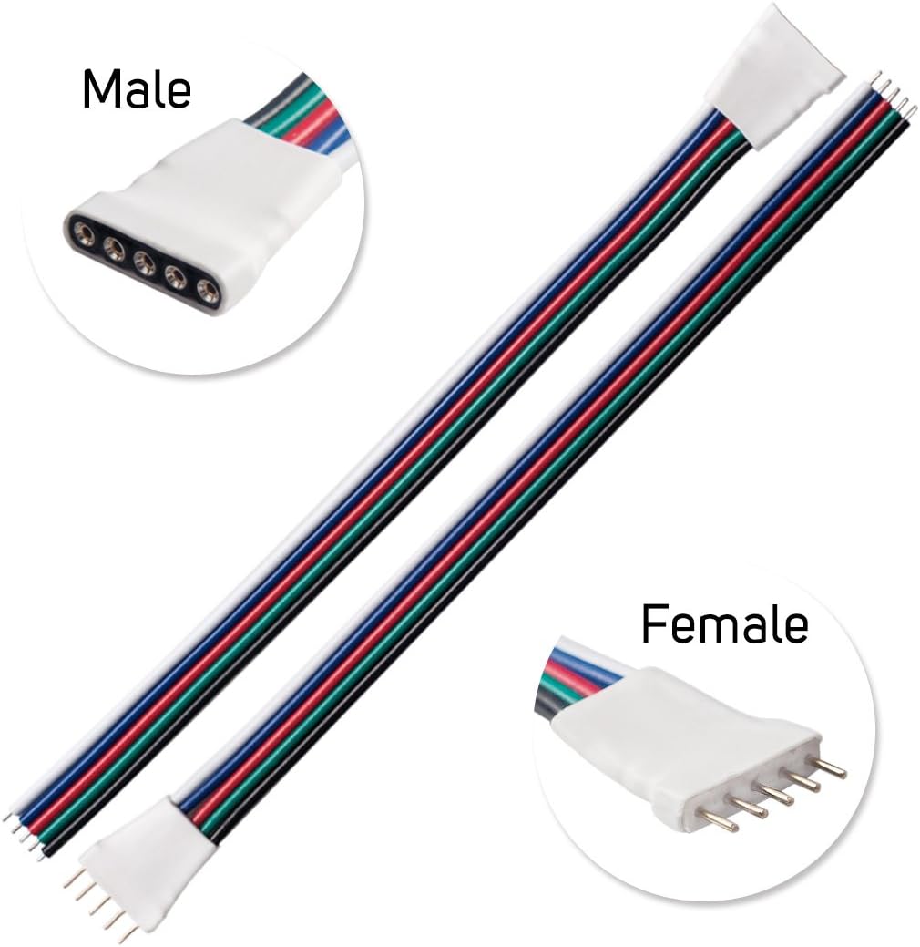 BTF-LIGHTING 10 works 5pin SM JST Male/Female 15cm Connector Wire Cable for Flexible 5050 RGBW RGBWW LED Strip Light - Image 4