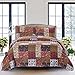 SLPR Red Riches 2-Piece Quilt Set - Twin Size with 1 Sham, Autumn Patchwork Design, Red Toned Lightweight Quilted Bedspread, Fall-Inspired Country Bedding