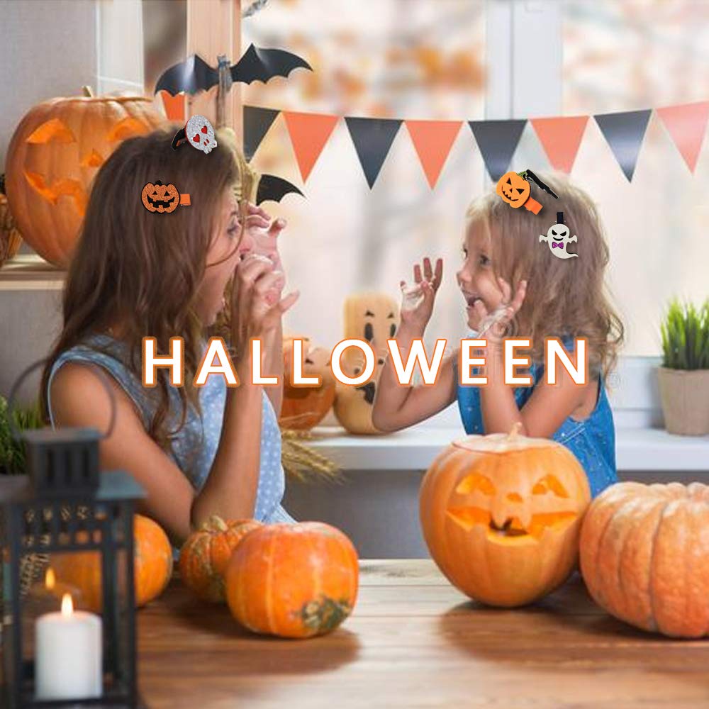 Domibaby 6pcs Niños Creativos de Halloween Horquilla Smiley Calabaza Fantasma Blanco Lindo Horror Accesorios Para El cabello Tocado Bola Vestir Carnaval Fiesta de Cumpleaños Suministros Para Fiestas