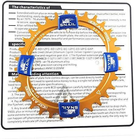 WhatEverULove Round Oval 104BCD 32T Cycling Chainring Narrow Wide Ultralight 7075-T6 MTB Bike Chainwheel Circle Crankset Plate and Nail (Yellow)