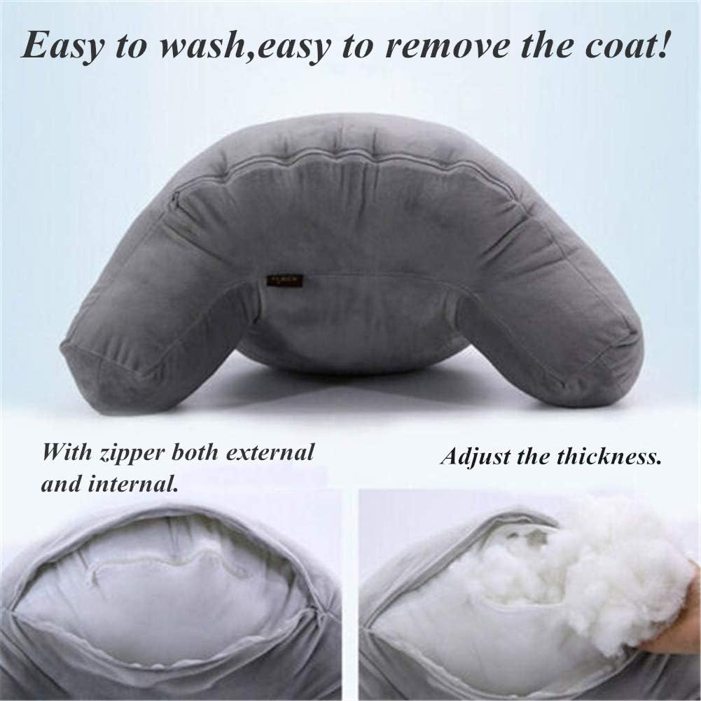 Finebaby Backrest Pillows for Bed with Arms,Plush Big Backrest Reading Rest Pillow Bed Adult Backrest Lounge Cushion Back Support,T-Shape Reading Lumbar Cushion Pillows (S:20.47x14.96x7.87, Grey): Home & Kitchen